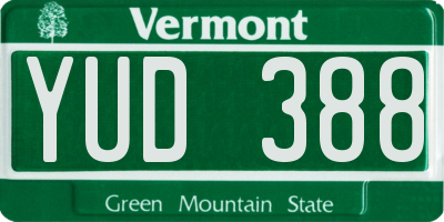 VT license plate YUD388