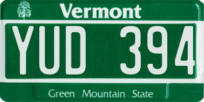 VT license plate YUD394
