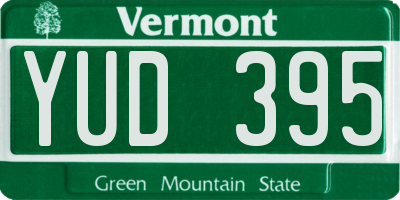 VT license plate YUD395