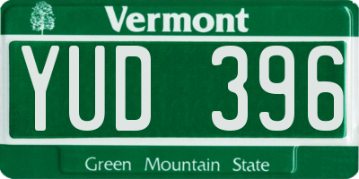 VT license plate YUD396