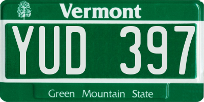 VT license plate YUD397