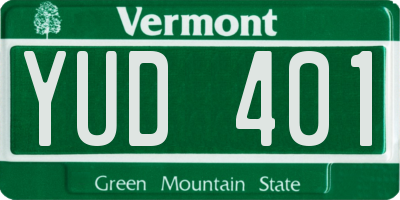 VT license plate YUD401