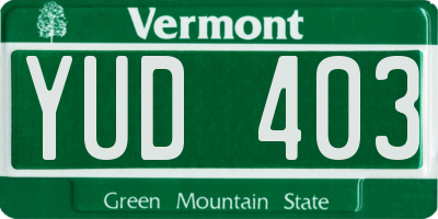 VT license plate YUD403