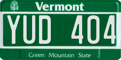 VT license plate YUD404