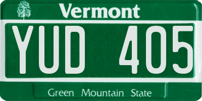 VT license plate YUD405