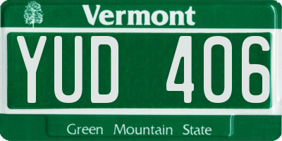 VT license plate YUD406