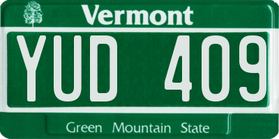 VT license plate YUD409
