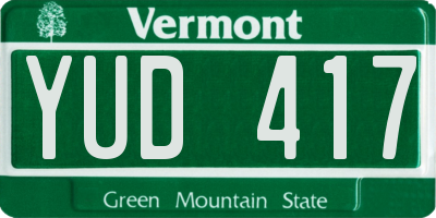 VT license plate YUD417
