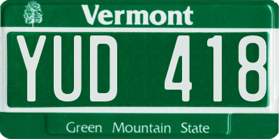 VT license plate YUD418