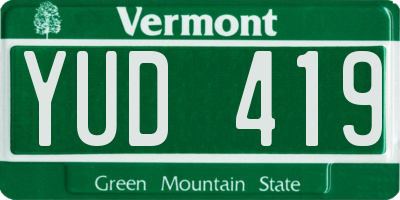 VT license plate YUD419