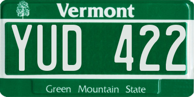 VT license plate YUD422