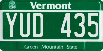 VT license plate YUD435