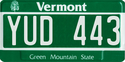 VT license plate YUD443