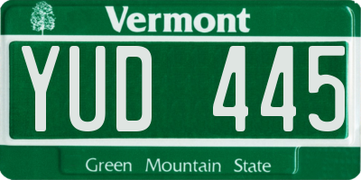 VT license plate YUD445