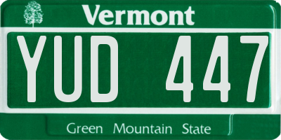 VT license plate YUD447