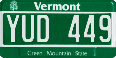 VT license plate YUD449