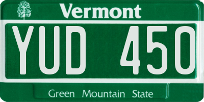 VT license plate YUD450