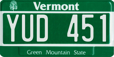 VT license plate YUD451