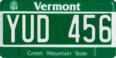 VT license plate YUD456