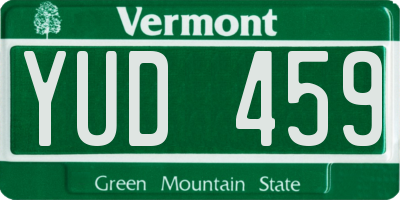 VT license plate YUD459