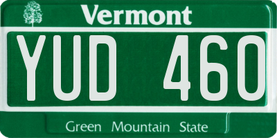 VT license plate YUD460