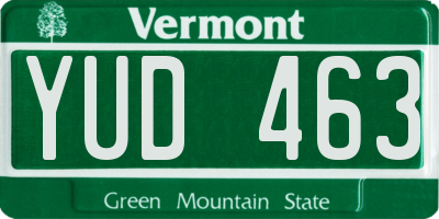 VT license plate YUD463