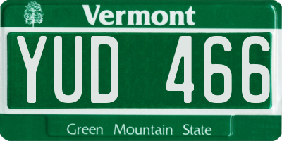 VT license plate YUD466