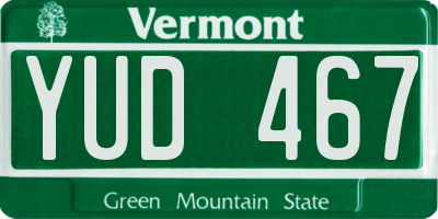 VT license plate YUD467