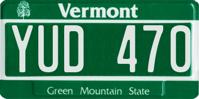 VT license plate YUD470
