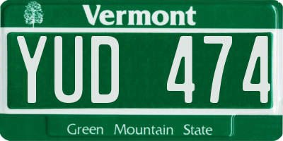 VT license plate YUD474