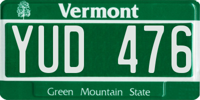 VT license plate YUD476