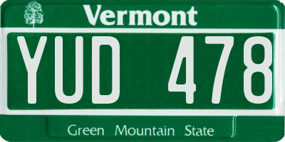 VT license plate YUD478