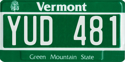 VT license plate YUD481