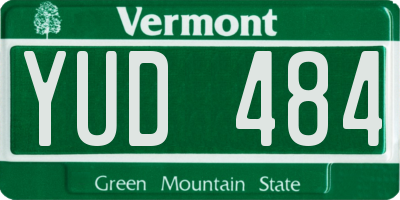VT license plate YUD484