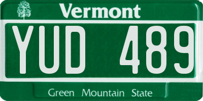 VT license plate YUD489