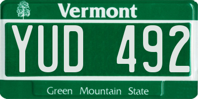 VT license plate YUD492