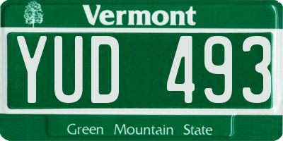 VT license plate YUD493