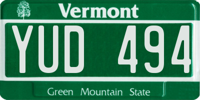 VT license plate YUD494