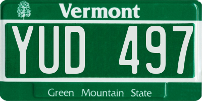 VT license plate YUD497
