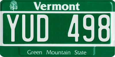 VT license plate YUD498