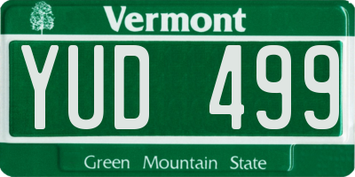 VT license plate YUD499