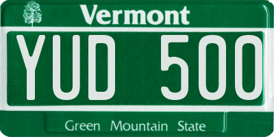 VT license plate YUD500