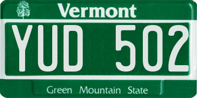 VT license plate YUD502