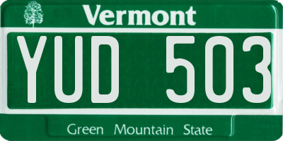 VT license plate YUD503