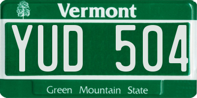 VT license plate YUD504