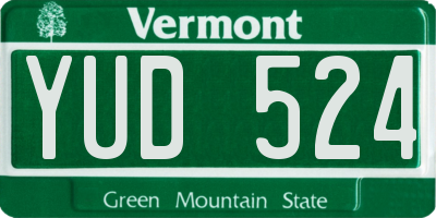 VT license plate YUD524