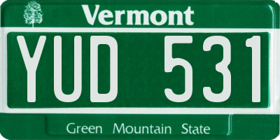 VT license plate YUD531