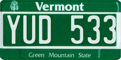VT license plate YUD533