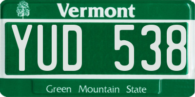 VT license plate YUD538