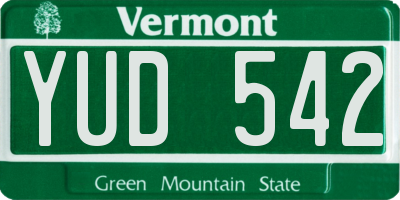 VT license plate YUD542